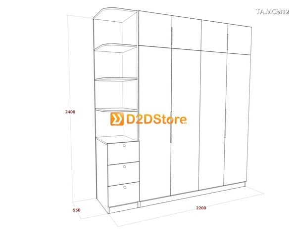 Tủ quần áo gỗ phủ melamine cánh mở TA.MCM12