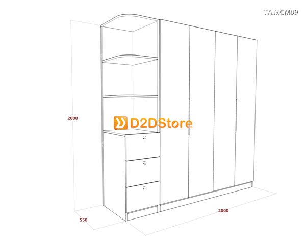 Tủ quần áo gỗ phủ melamine cánh mở TA.MCM09