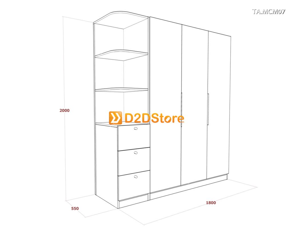 Tủ quần áo gỗ phủ melamine cánh mở TA.MCM07