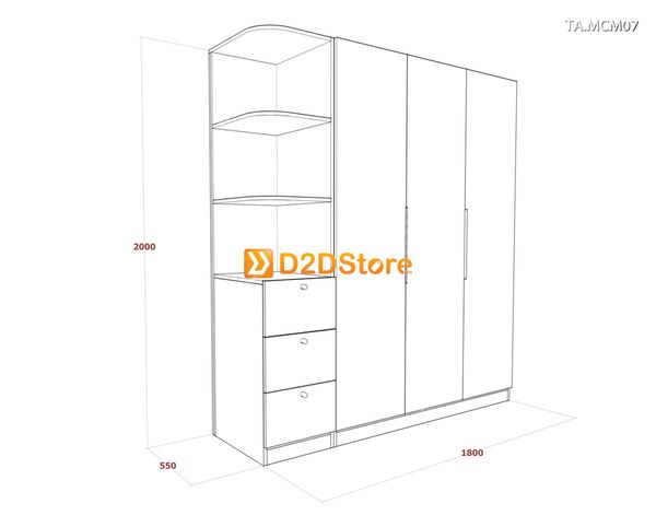 Tủ quần áo gỗ phủ melamine cánh mở TA.MCM07