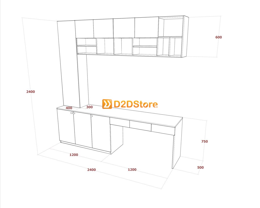  Bàn làm việc kết hợp kệ sách BLV.KS28 