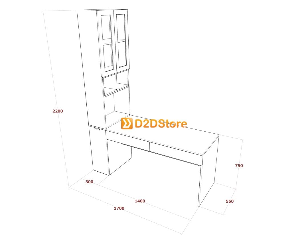  Bàn làm việc kết hợp kệ sách BLV.KS26 