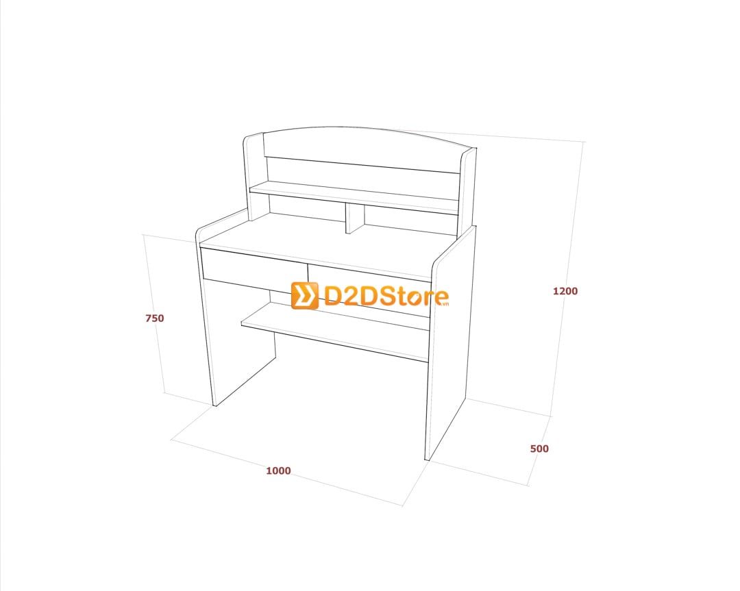  Bàn học đơn cho bé có kệ sách BHKS.DON15 