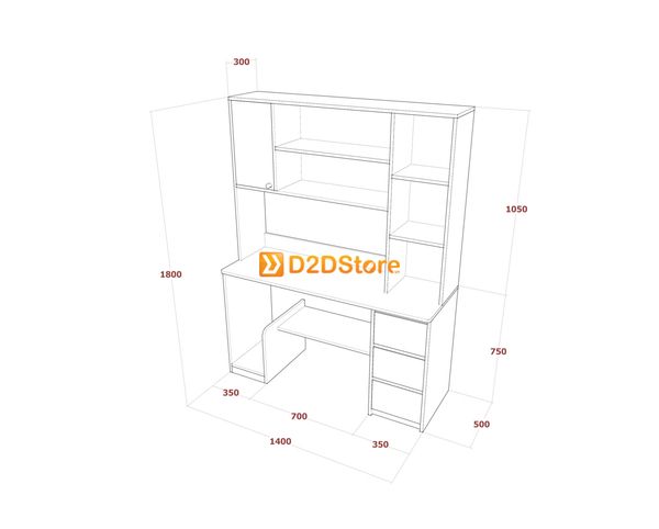 Bàn học đơn cho bé có kệ sách BHKS.DON16