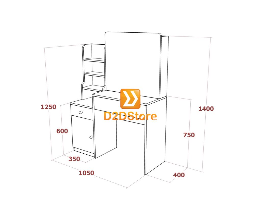 Bộ bàn trang điểm để sàn BBTD.DS06