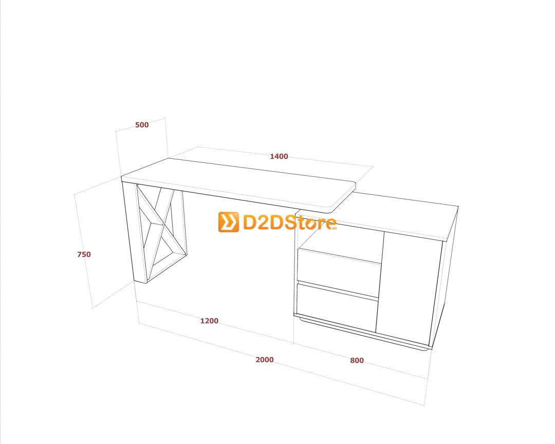  Bàn làm việc để sàn BLV.DS18 