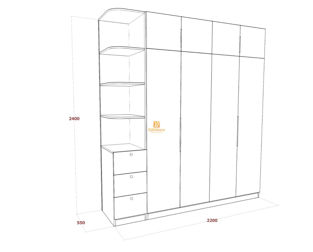 Tủ áo melamine cánh mở TA.MCM12