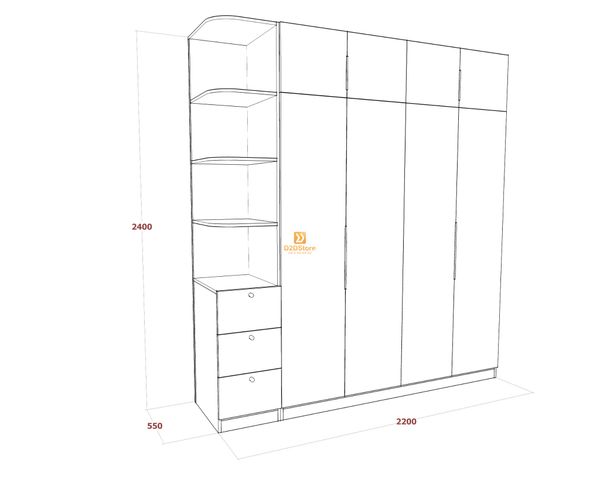 Tủ áo melamine cánh mở TA.MCM12