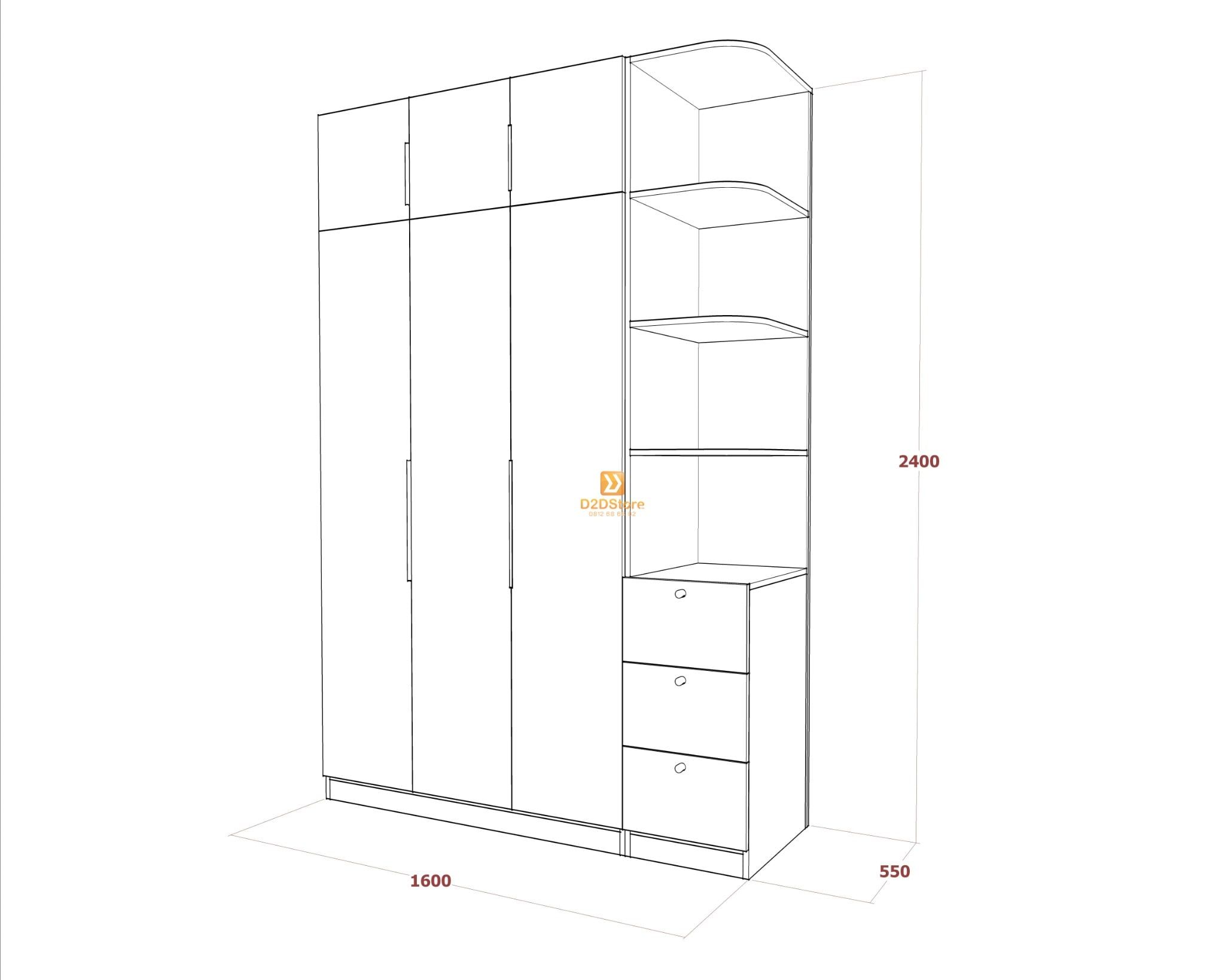  Tủ áo melamine cánh mở TA.MCM06 