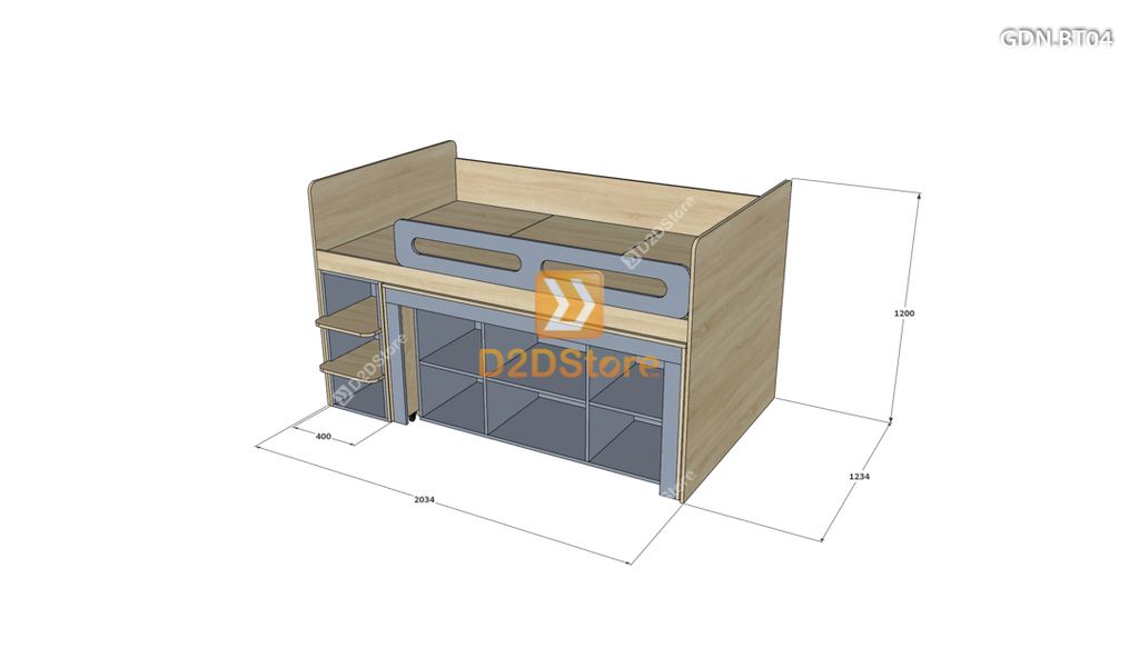 Giường ngủ kết hợp bàn học tủ áo GDN.BT04