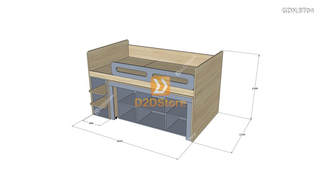  Giường ngủ kết hợp bàn học tủ áo GDN.BT04 