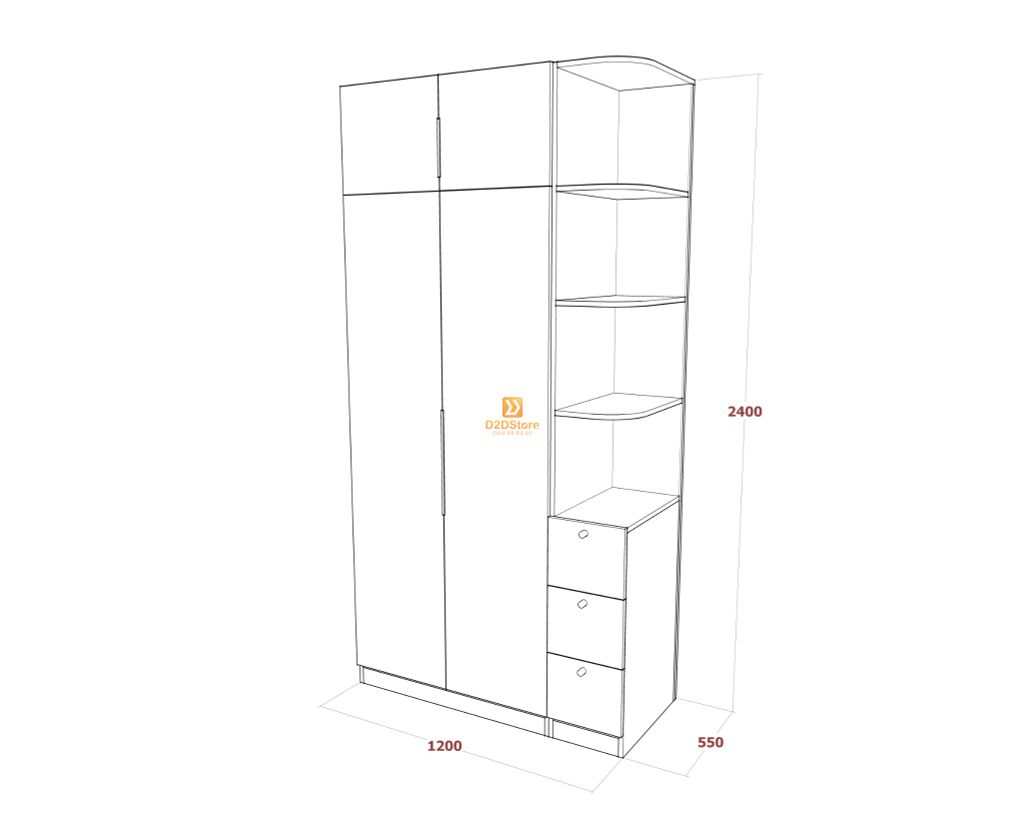 Tủ áo melamine cánh mở TA.MCM02