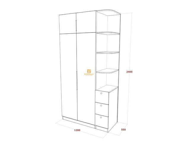 Tủ áo melamine cánh mở TA.MCM02