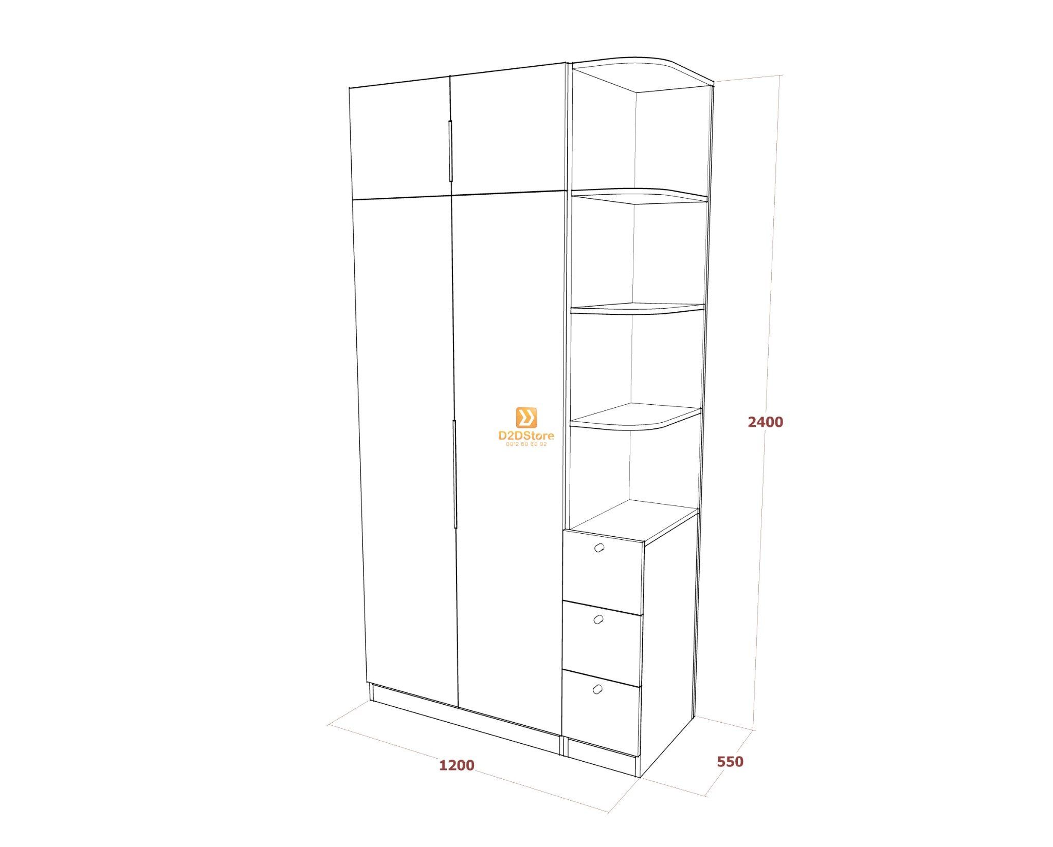  Tủ áo melamine cánh mở TA.MCM02 