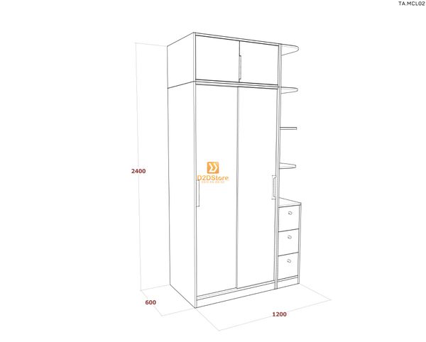 Tủ quần áo melamine cửa lùa TA.MCL02