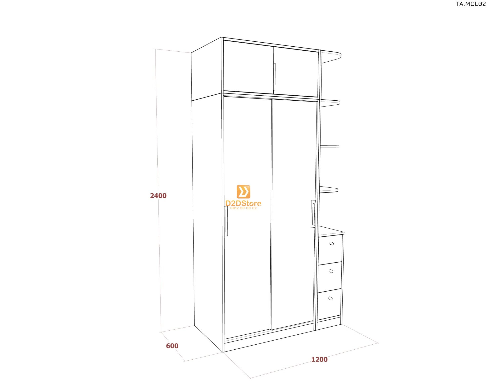  Tủ quần áo melamine cửa lùa TA.MCL02 