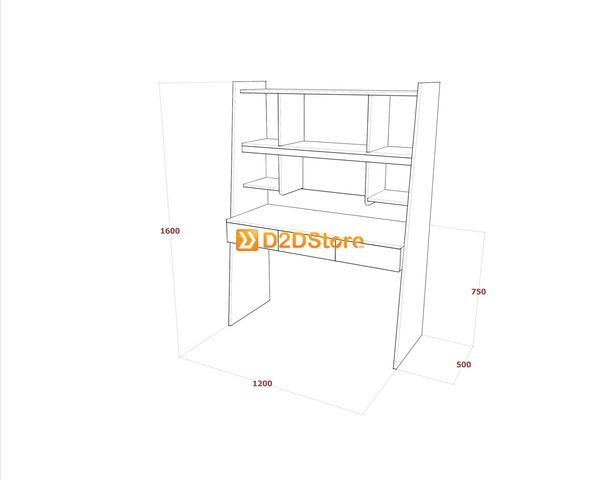 Bàn học đơn cho bé có kệ sách BHKS.DON13