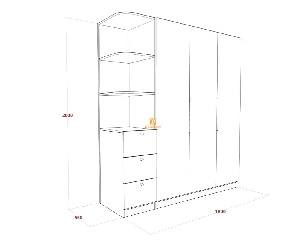 Tủ áo melamine cánh mở TA.MCM07