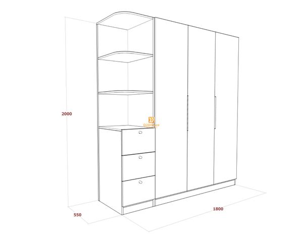 Tủ áo melamine cánh mở TA.MCM07
