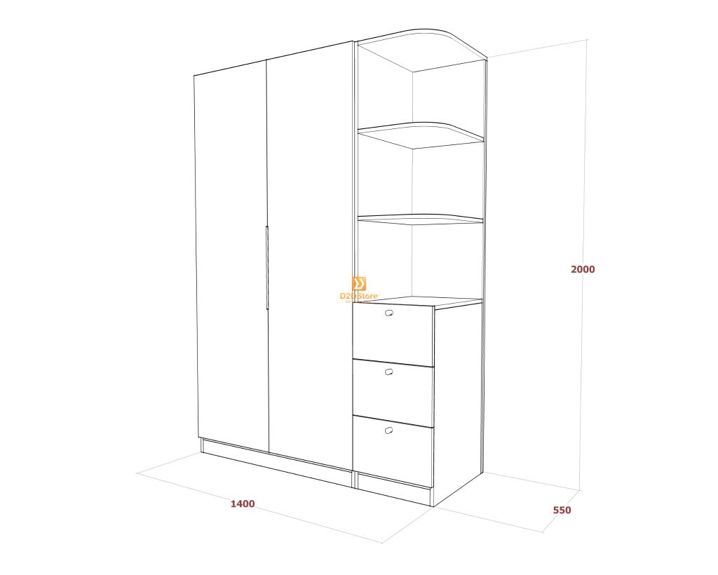 Tủ áo melamine cánh mở TA.MCM03