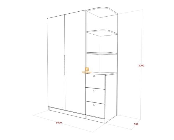 Tủ áo melamine cánh mở TA.MCM03