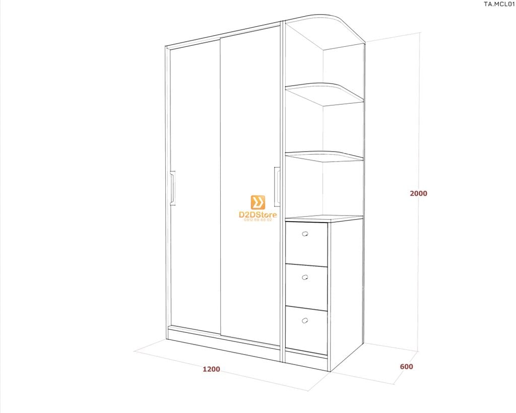Tủ quần áo melamine cửa lùa TA.MCL01