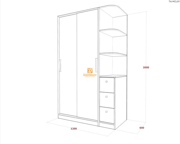 Tủ quần áo melamine cửa lùa TA.MCL01