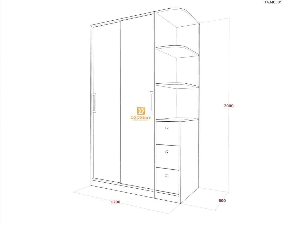  Tủ quần áo melamine cửa lùa TA.MCL01 