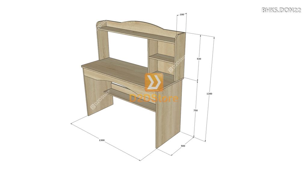 Bàn học đơn cho bé có kệ sách BHKS.DON22
