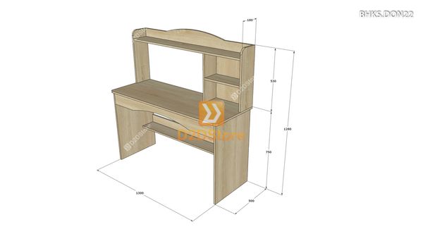 Bàn học đơn cho bé có kệ sách BHKS.DON22