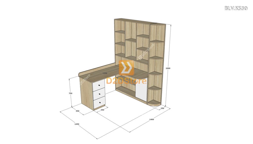 Bàn làm việc kết hợp kệ sách BLV.KS30