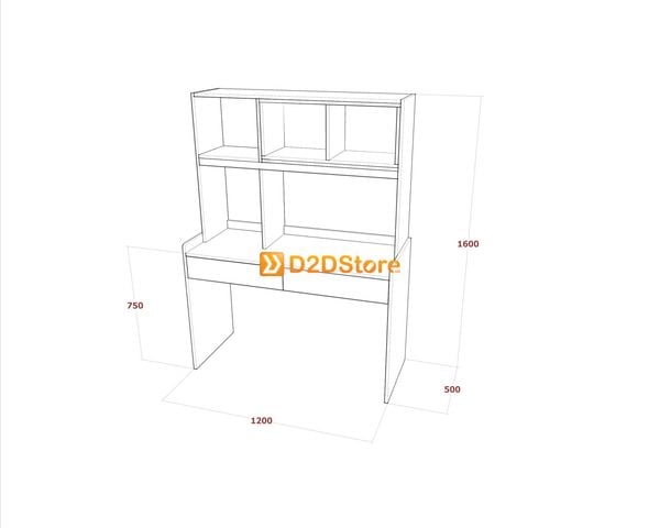 Bàn học đơn cho bé có kệ sách BHKS.DON14