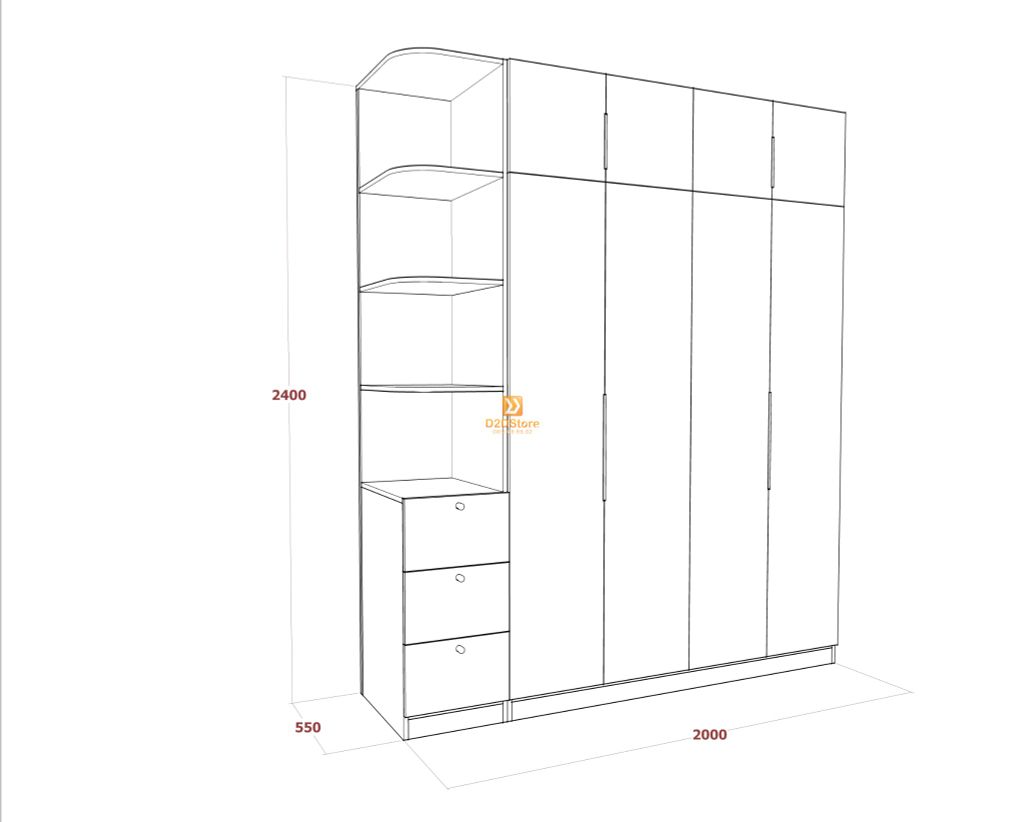 Tủ áo melamine cánh mở TA.MCM10
