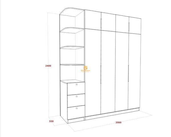 Tủ áo melamine cánh mở TA.MCM10