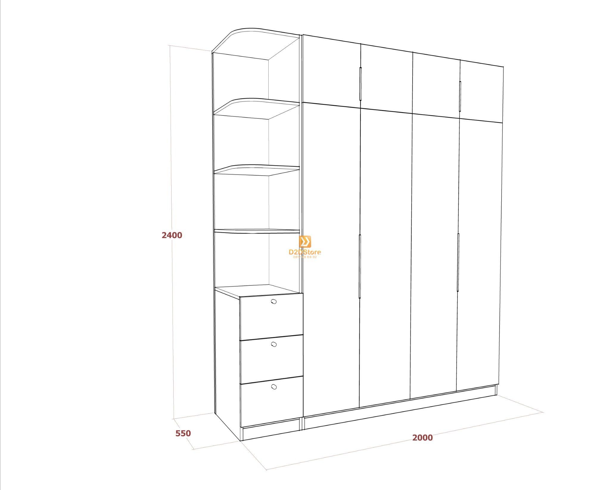  Tủ áo melamine cánh mở TA.MCM10 