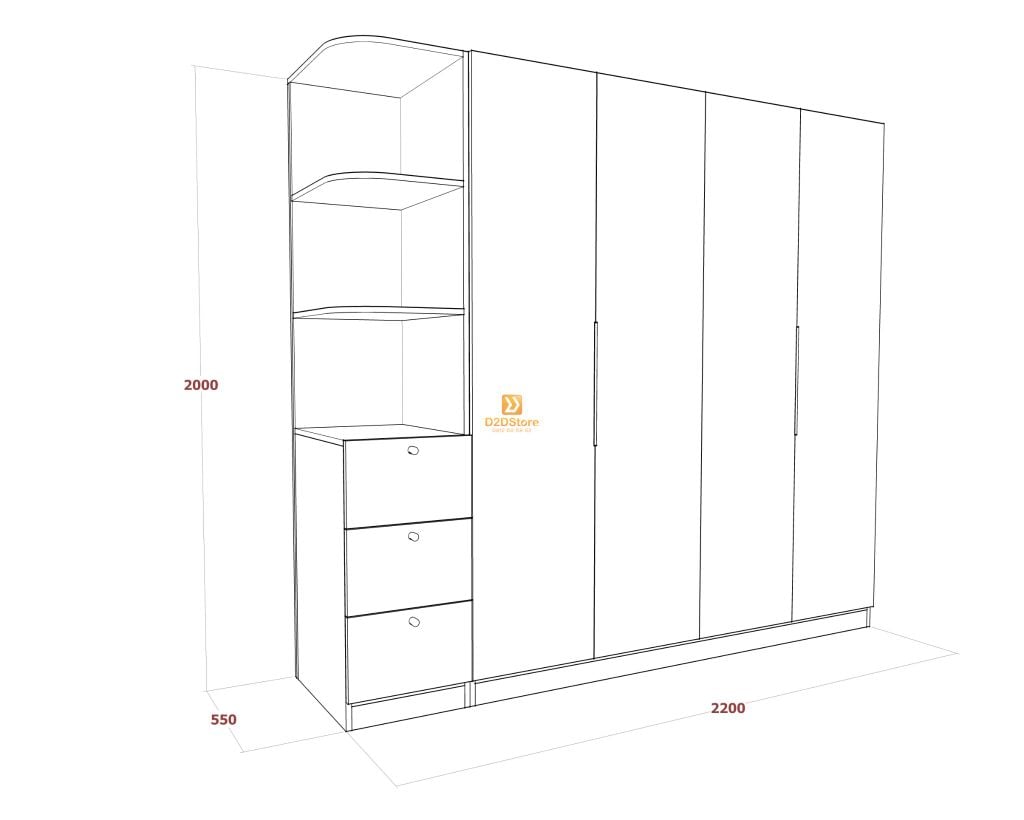 Tủ áo melamine cánh mở TA.MCM11