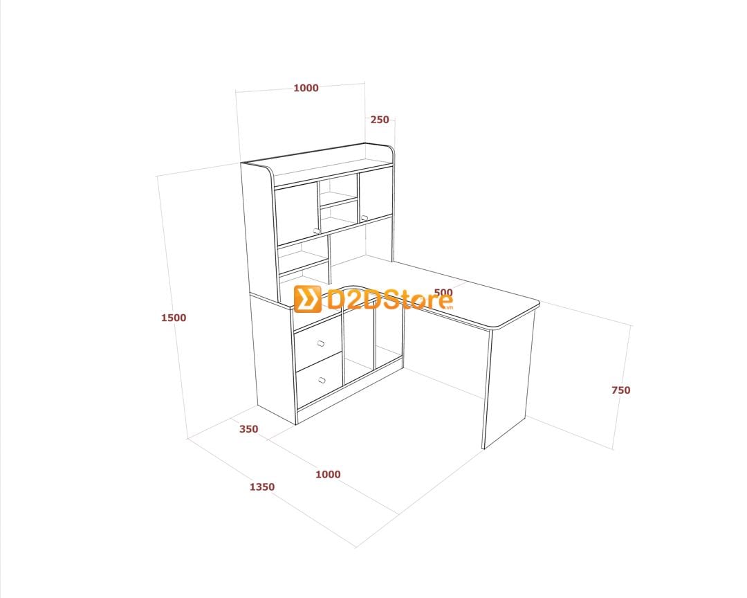  Bàn làm việc kết hợp kệ sách BLV.KS25 