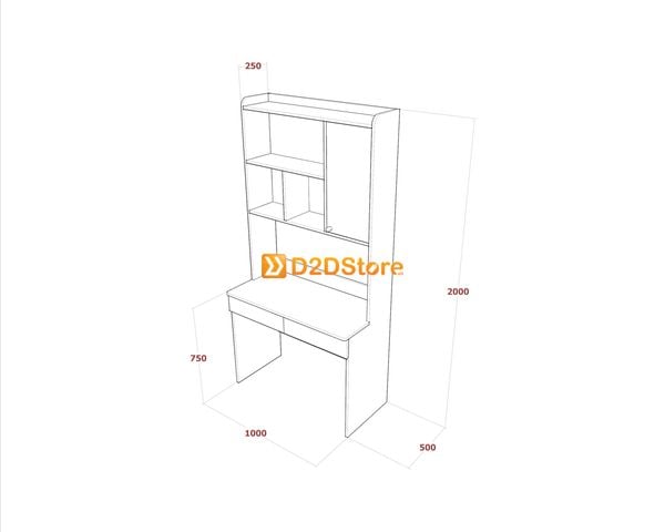 Bàn học đơn cho bé có kệ sách BHKS.DON17
