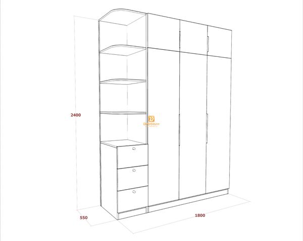 Tủ áo melamine cánh mở TA.MCM08