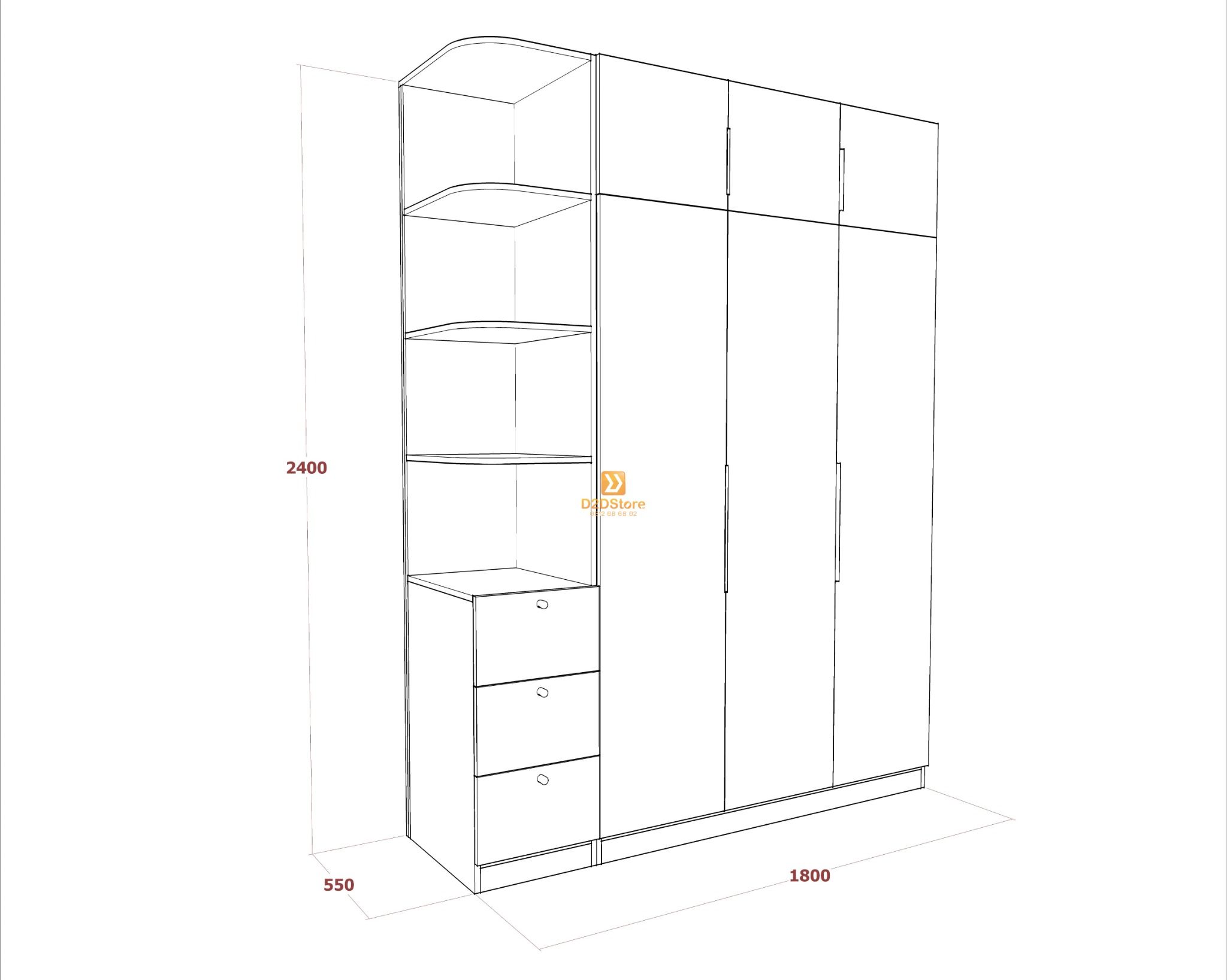  Tủ áo melamine cánh mở TA.MCM08 