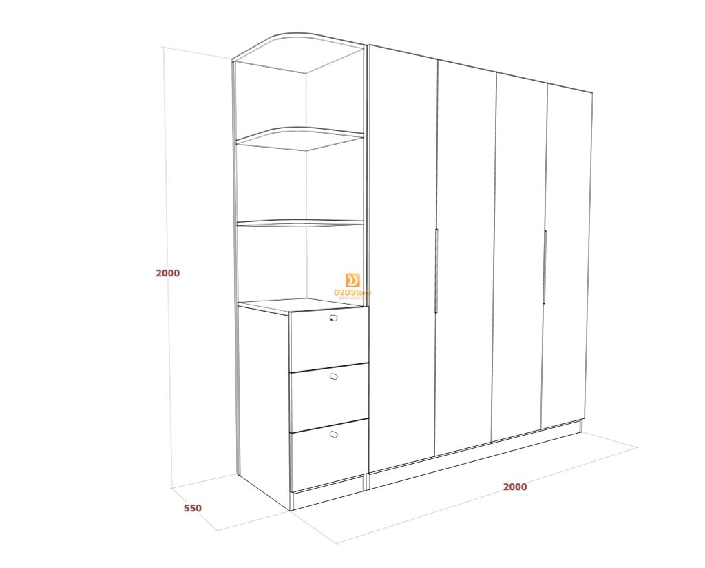 Tủ áo melamine cánh mở TA.MCM09