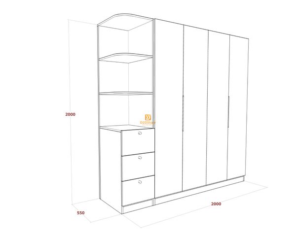 Tủ áo melamine cánh mở TA.MCM09