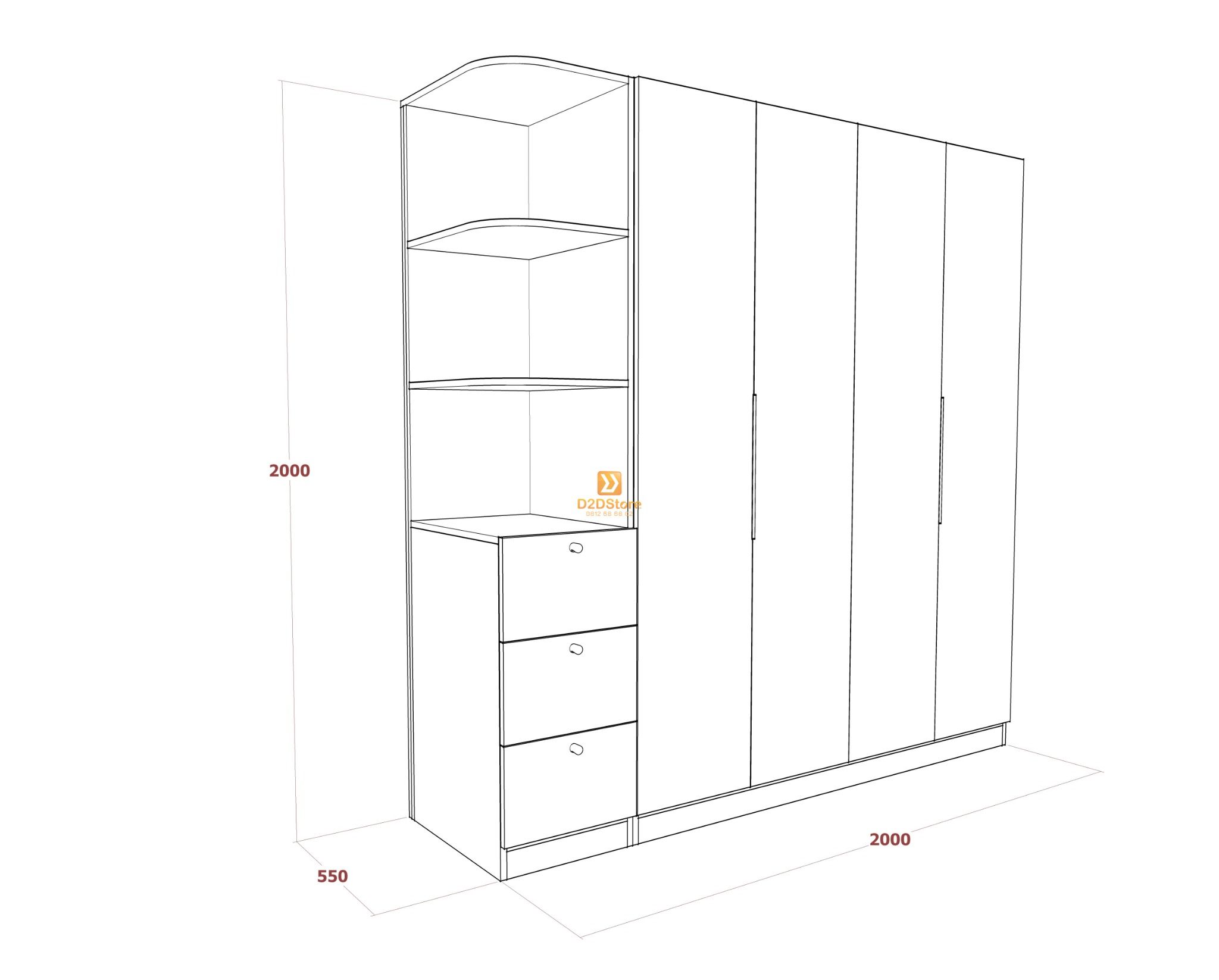  Tủ áo melamine cánh mở TA.MCM09 