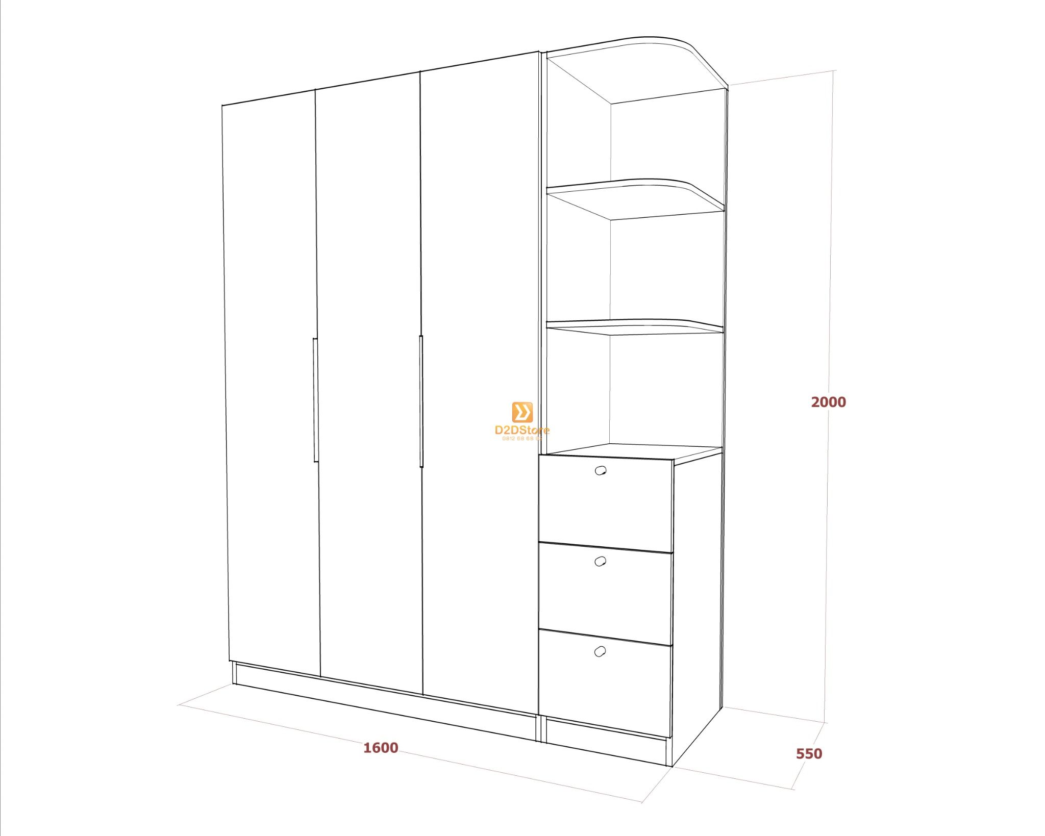  Tủ áo melamine cánh mở TA.MCM05 