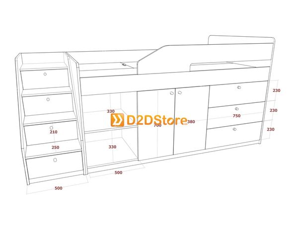 Giường kết hợp tủ áo thấp GDN.TT01