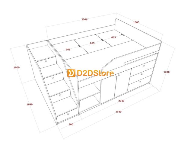 Giường kết hợp tủ áo thấp GDN.TT01