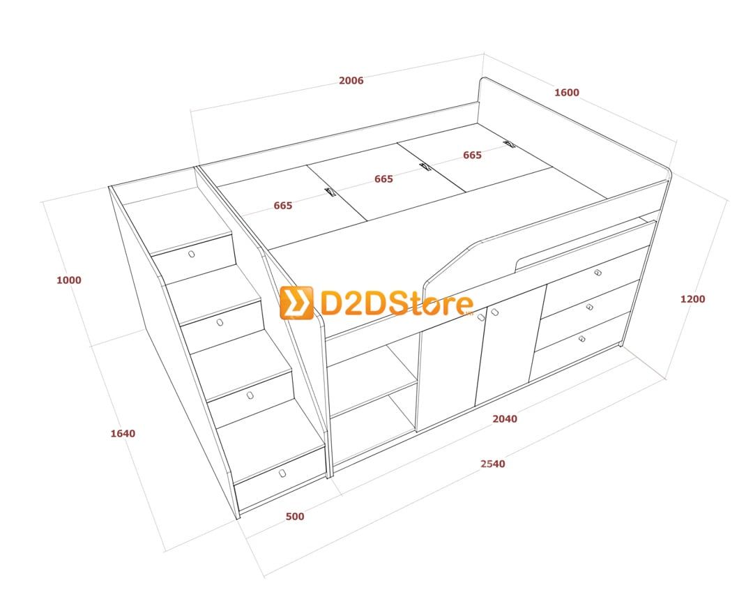  Giường kết hợp tủ áo thấp GDN.TT01 
