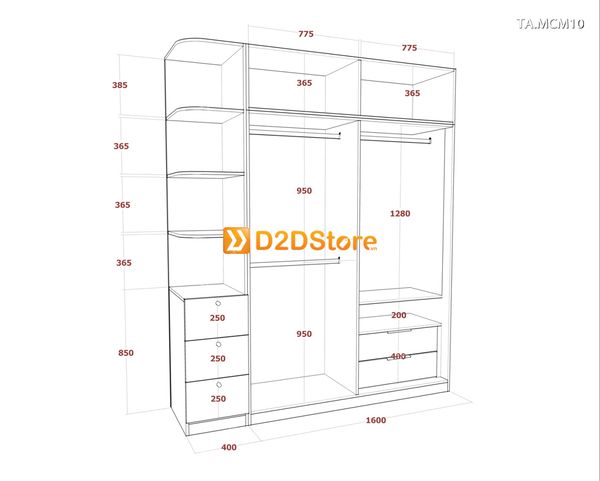 Tủ quần áo gỗ phủ melamine cánh mở TA.MCM10