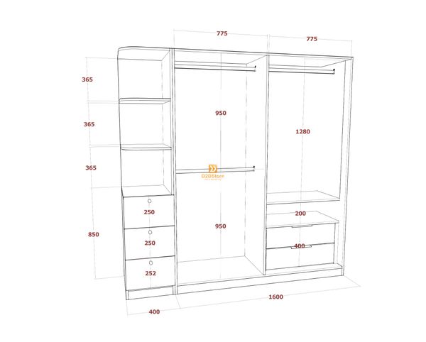 Tủ áo melamine cánh mở TA.MCM09