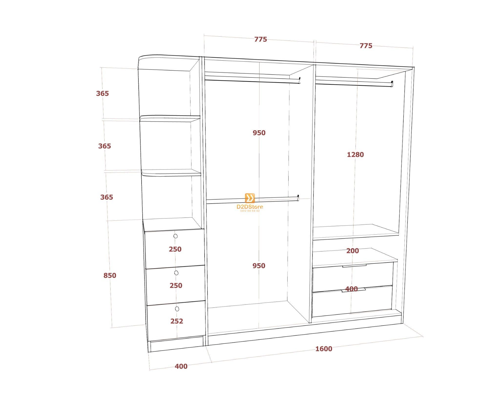  Tủ áo melamine cánh mở TA.MCM09 